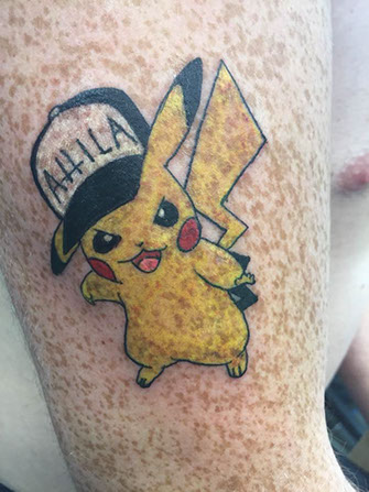 pop punk pikachu tattoo black and white
